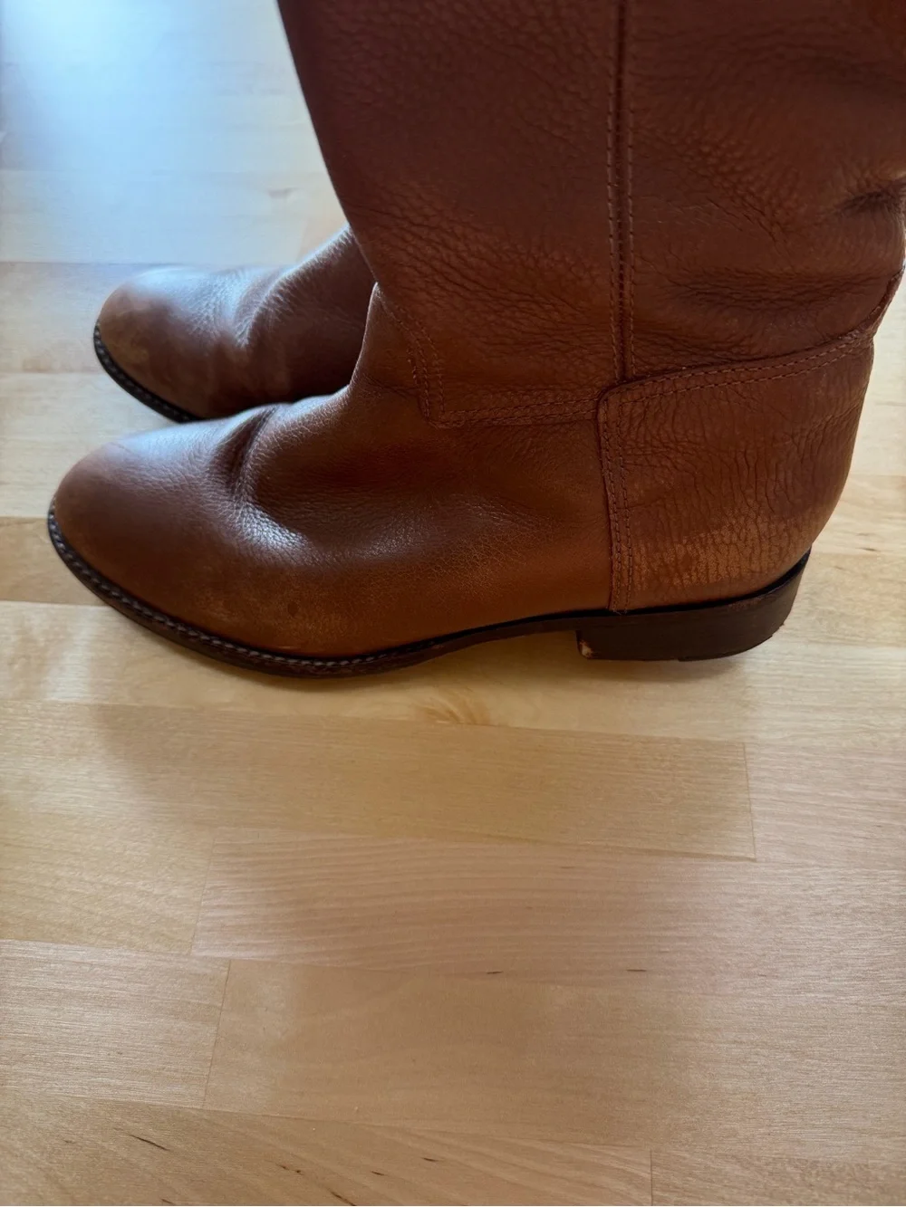 Tory Burch Brown Pebbled Leather Tall Riding Boots Gold Logo 8.5